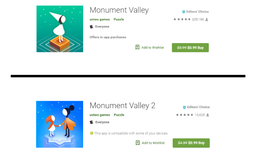 إصداراي لعبة الألغاز Monument Valley متاحان الآن بسعر 0.99 على قوقل بلاي