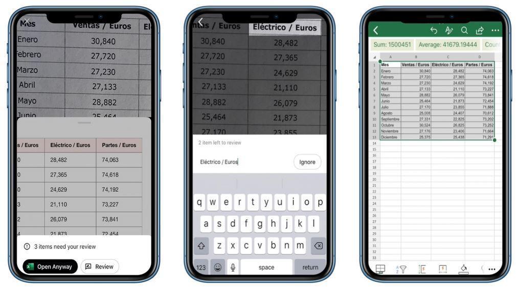 تطبيق Excel على آيفون يُتيح لك التقاط صورة لجدول بيانات واستيرادها