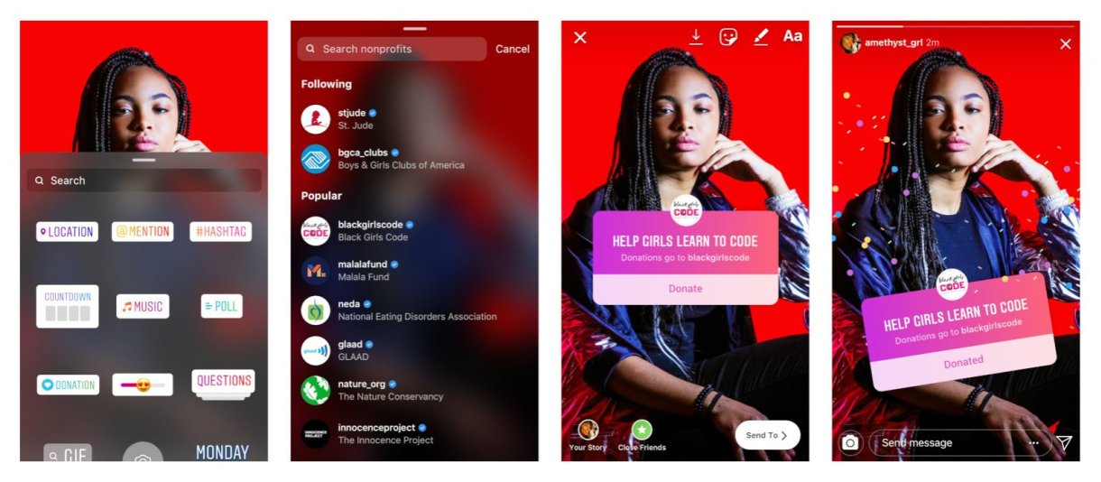  إنستقرام يدعم التبرع للمنظمات الغير ربحية عبر ملصقات القصص الجديدة