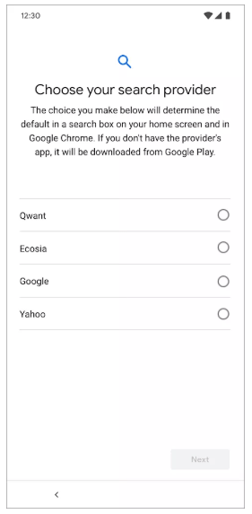 جوجل ستتيح اختيار محرك البحث الافتراضي في أندرويد عند أول تشغيل