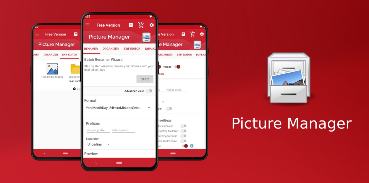 تطبيق Picture Manager لإعادة تسمية الصور والمجلدات بتنسيقات واضحة وقابلة للتخصيص