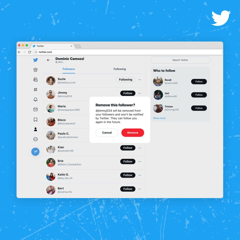 تويتر تعمل على خاصية تتيح حذف أي متابع دون حظره